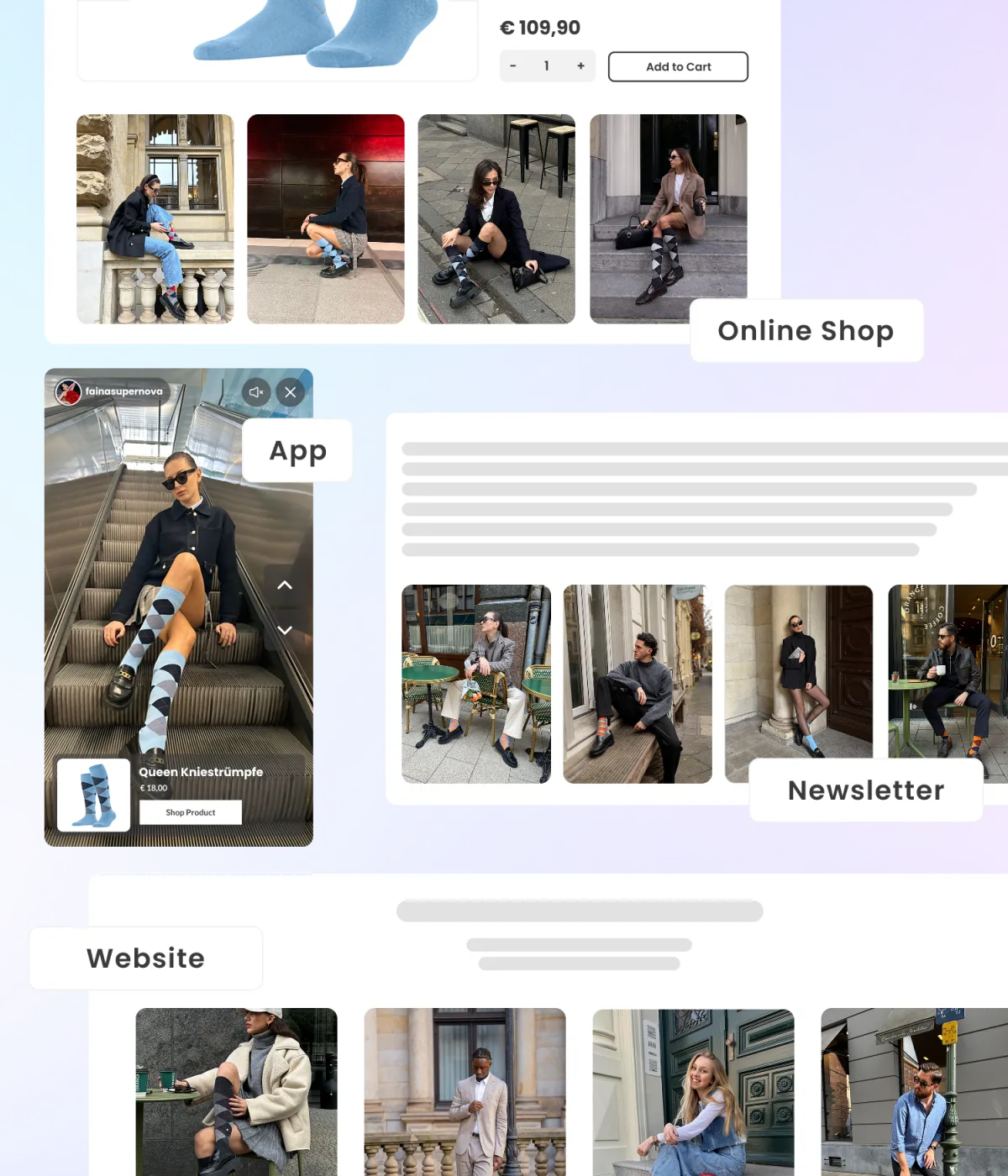 Shop The Look embedded on online shop, app, newsletter, and website
