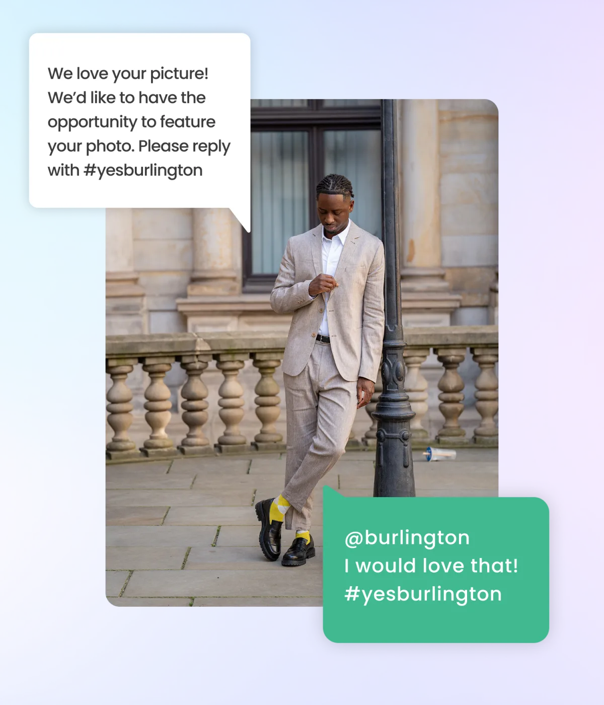 Automated DM rights request with #yesburlington approval